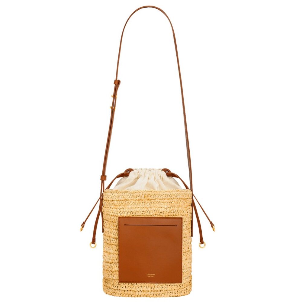 OROTON Jensen Bucket Raffia Crossbody Bag in Brown - NWT!! SOLD OUT!! RARE!!